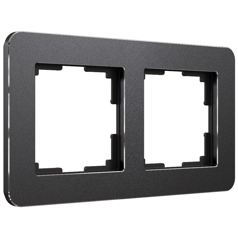 Рамка из металла Werkel Platinum на 2 поста Черный алюминий W0022608