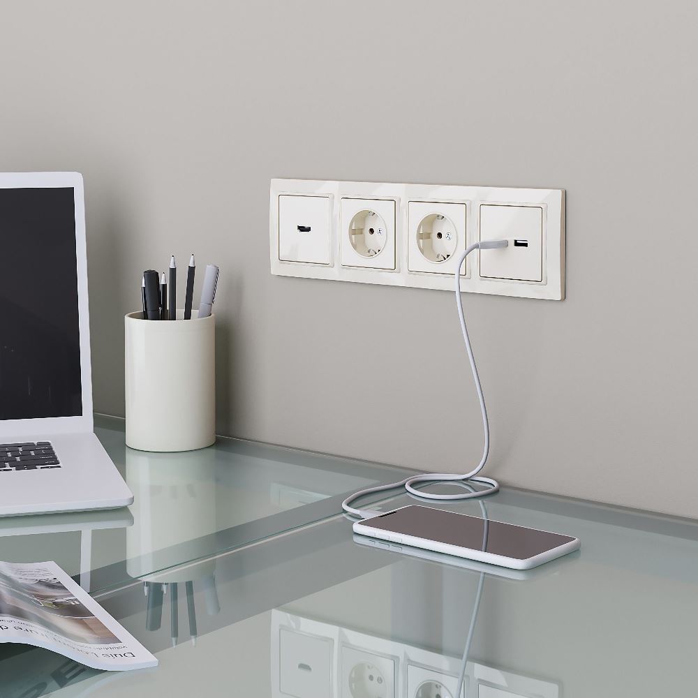 Рамка из поликарбоната Werkel Snabb basic на 4 поста Слоновая кость W0042003 — изображение 2