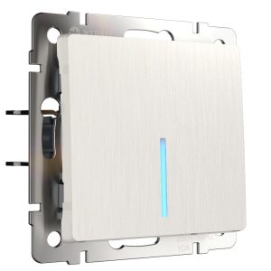 Выключатель одноклавишный встраиваемый проходной Werkel с подсветкой Перламутровый рифленый W1112113