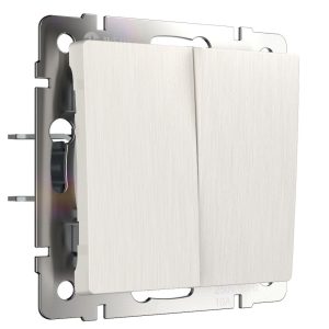 Выключатель двухклавишный встраиваемый Werkel Перламутровый рифленый W1120013