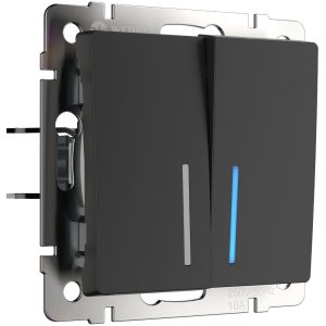 Выключатель двухклавишный встраиваемый Werkel с подсветкой Черный матовый W1120108