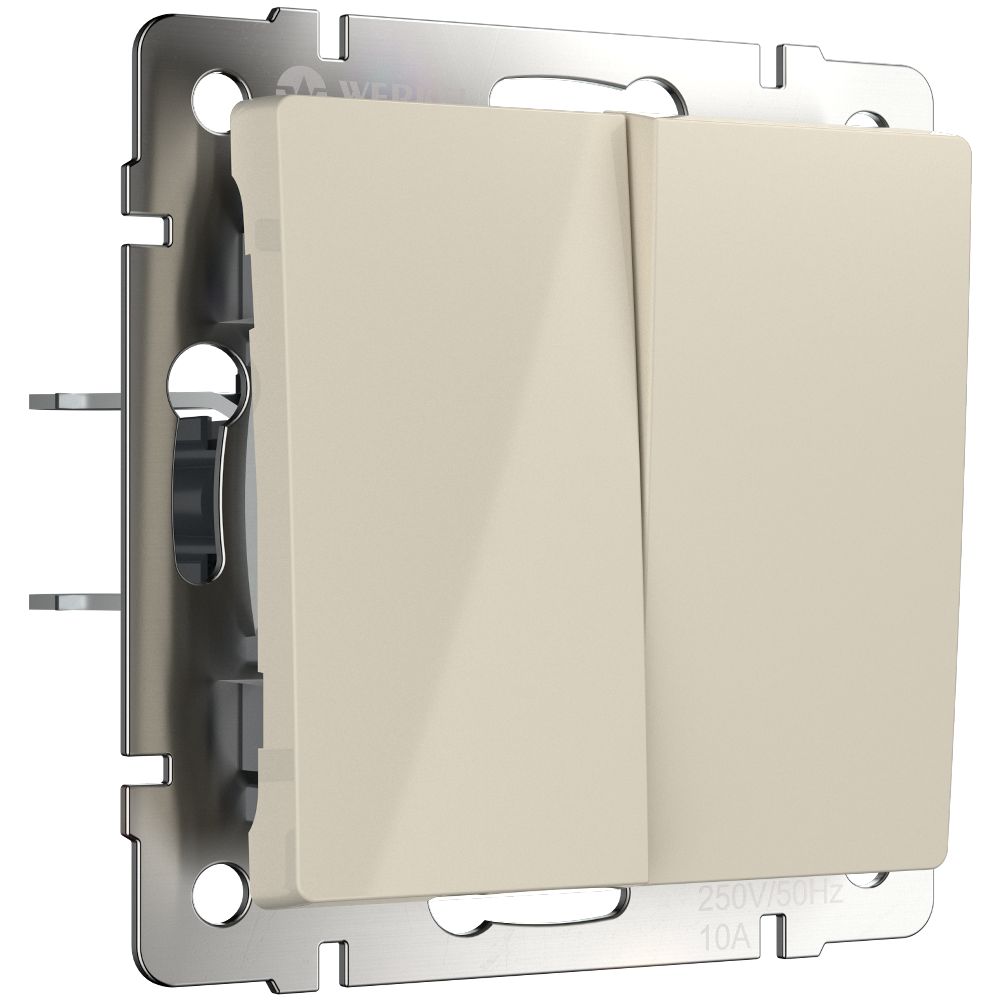 Выключатель двухклавишный встраиваемый проходной Werkel Слоновая кость W1122003