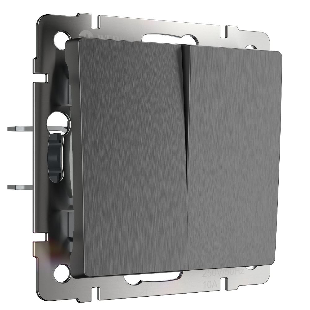 Выключатель двухклавишный встраиваемый проходной Werkel Графит W1122004