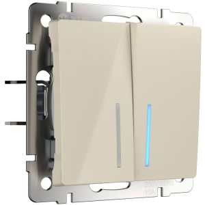 Выключатель двухклавишный встраиваемый проходной Werkel с подсветкой Слоновая кость W1122103