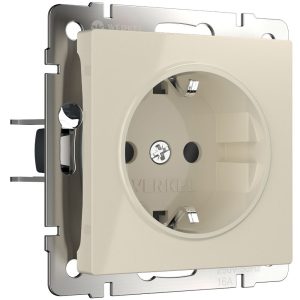 Розетка встраиваемая Werkel с заземлением и шторками Слоновая кость W1171103