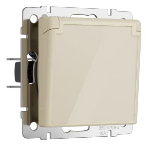Розетка встраиваемая влагозащищенная Werkel с заземлением, шторками и защитной крышкой Айвори W1171243