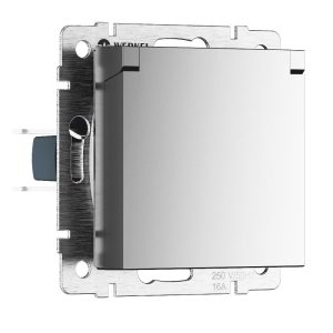 Розетка встраиваемая влагозащищенная Werkel с заземлением, шторками и защитной крышкой Серебрянный матовый W1171265