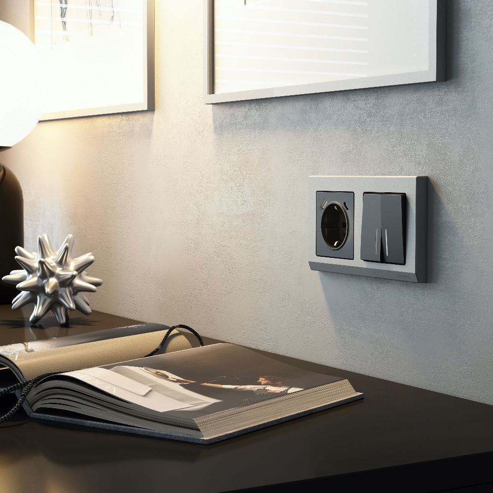 Розетка встраиваемая Werkel с заземлением, шторками и USB тип A+C Графит матовый W1171764 — изображение 3