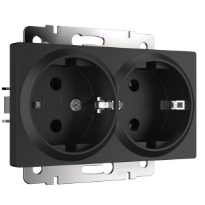 Розетка встраиваемая двойная Werkel с заземлением Черный матовый W1172008
