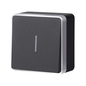 Выключатель одноклавишный накладной Werkel с подсветкой Черный с серебром W5010134