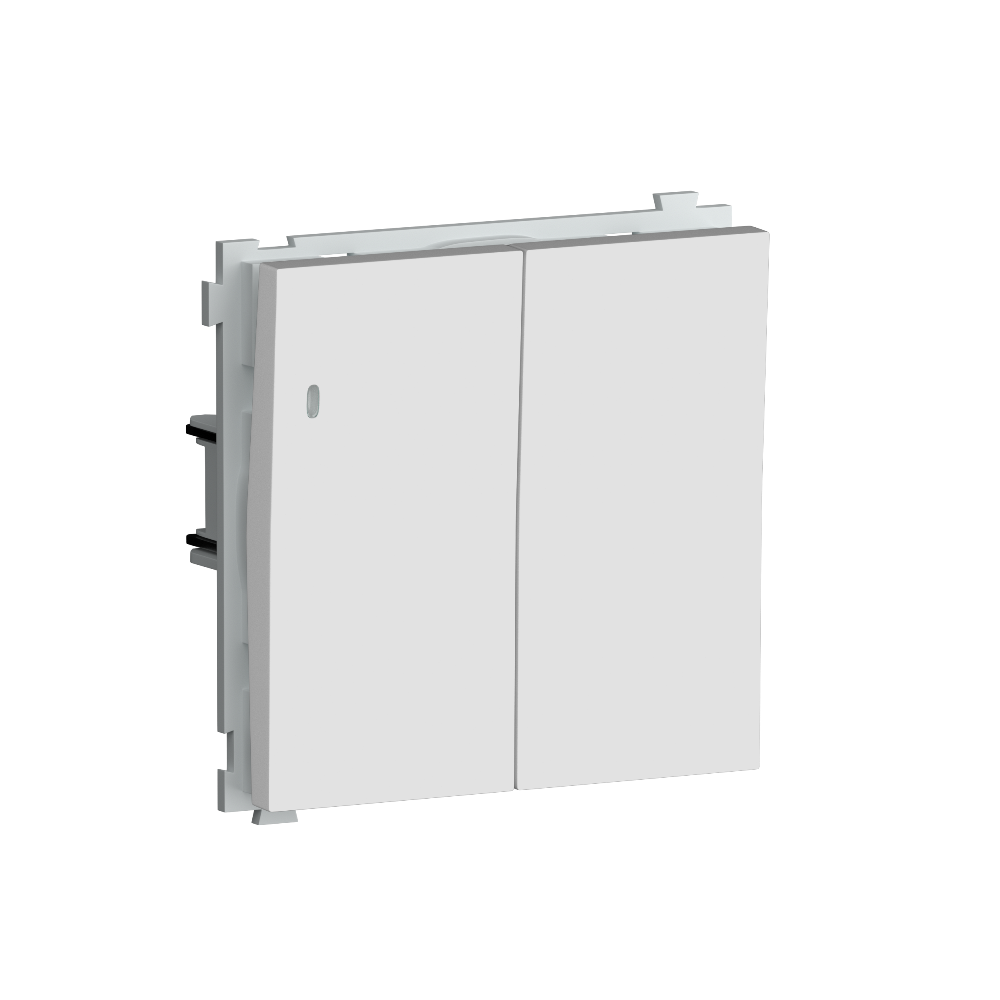 Выключатель двухклавишный встраиваемый Donel R98 с подсветкой Белый матовый DA03105-DA28533