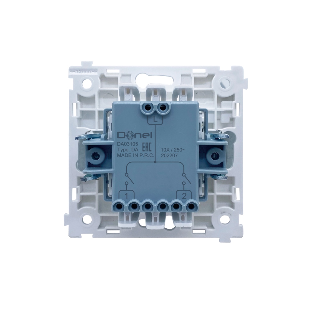 Выключатель двухклавишный встраиваемый Donel R98 с подсветкой Белый матовый DA03105-DA28533 — изображение 4