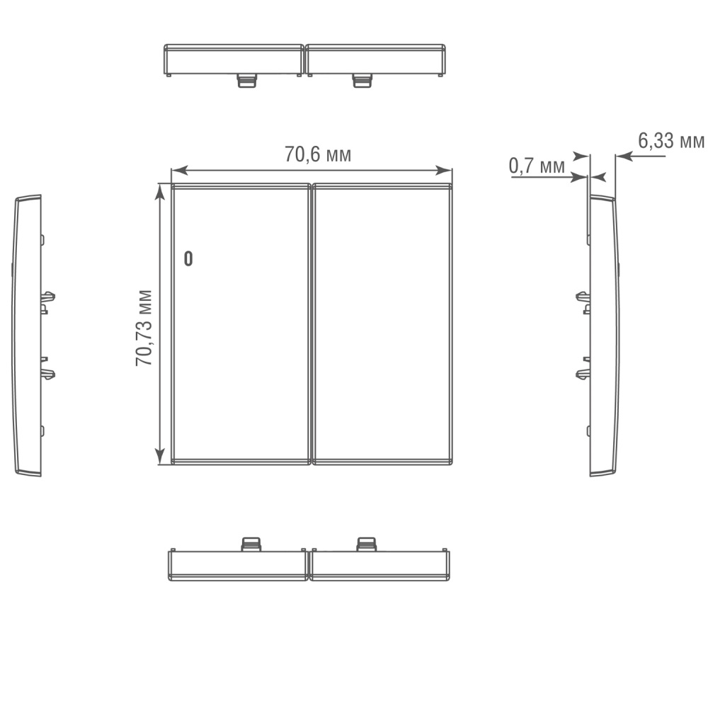 Выключатель двухклавишный встраиваемый Donel R98 Metal с подсветкой Благородная сталь DA03105-DA285ES — изображение 6