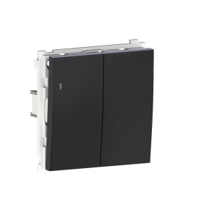 Выключатель двухклавишный встраиваемый проходной Donel R98 Metal с подсветкой Вороненая сталь DA03108-DA285GS