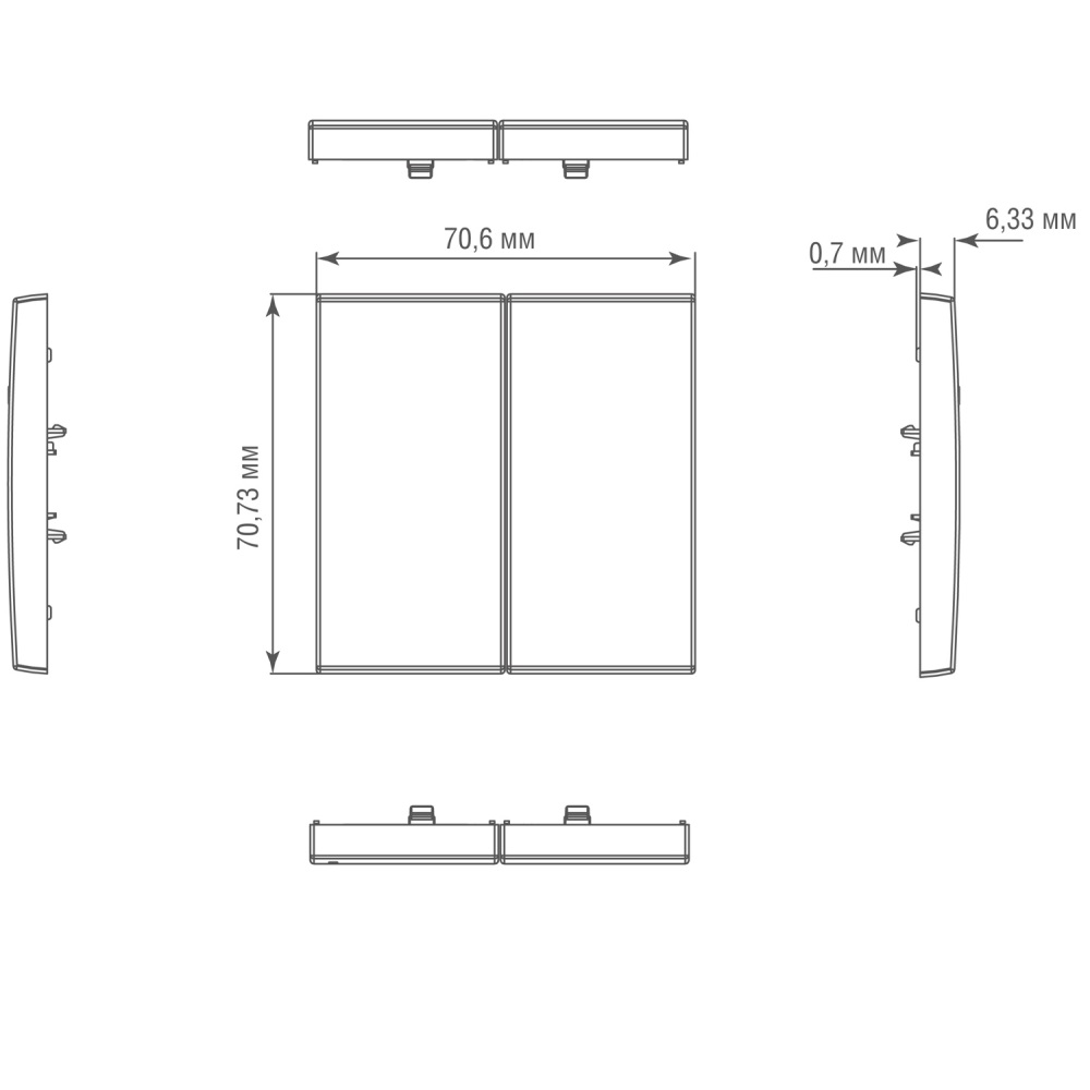 Выключатель двухклавишный встраиваемый Donel R98 Metal Вороненая сталь DA10500-DA295GS — изображение 6