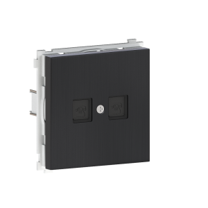 Розетка встраиваемая телефонная двойная Donel R98 Metal RJ11 + RJ11 Вороненая сталь DA14400-DA869GS