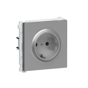 Розетка встраиваемая Donel R98 Schuko с заземлением и шторками на винтах Алюминий матовый DA18800-DA22026