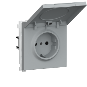 Розетка встраиваемая Donel R98 Schuko с крышкой и заземлением на винтах Серый матовый DA18800-DA52040