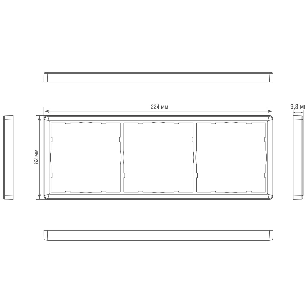 Рамка из металла Donel R98 Metal на 3 поста Благородная сталь DA213ES — изображение 3