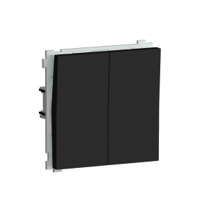 Выключатель двухклавишный встраиваемый Donel R98 звонкового типа Черный матовый DA25100-DA29528