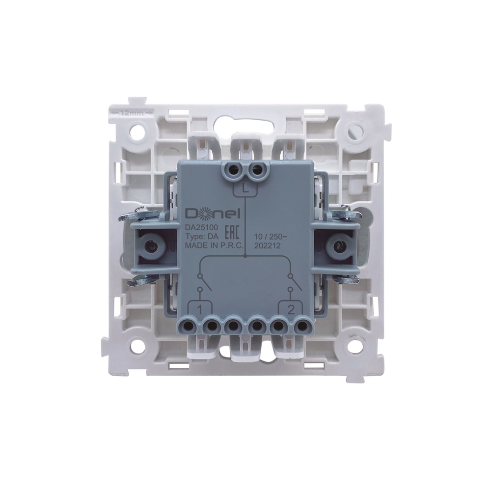 Выключатель двухклавишный встраиваемый звонковый Donel R98 Metal Вороненая сталь DA25100-DA295GS — изображение 4