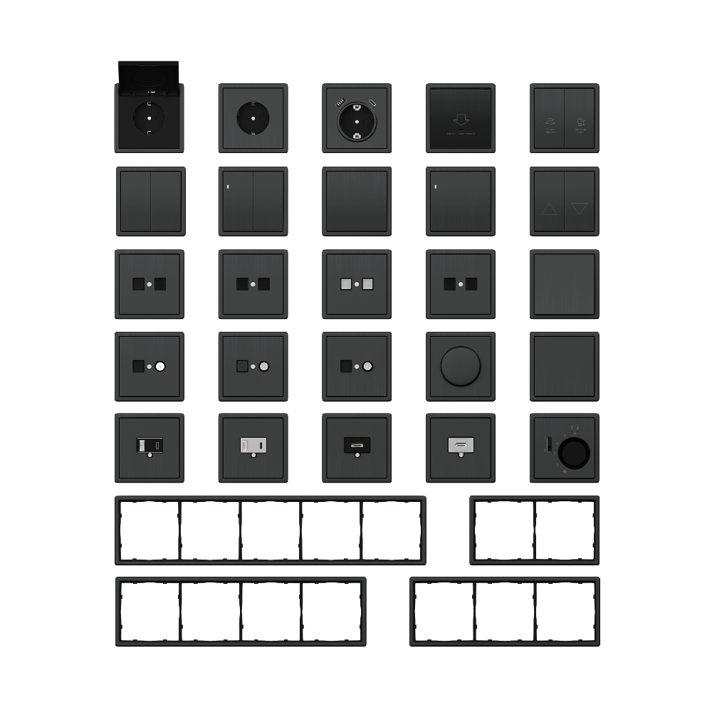 Выключатель двухклавишный встраиваемый звонковый Donel R98 Metal Вороненая сталь DA25100-DA295GS — изображение 3
