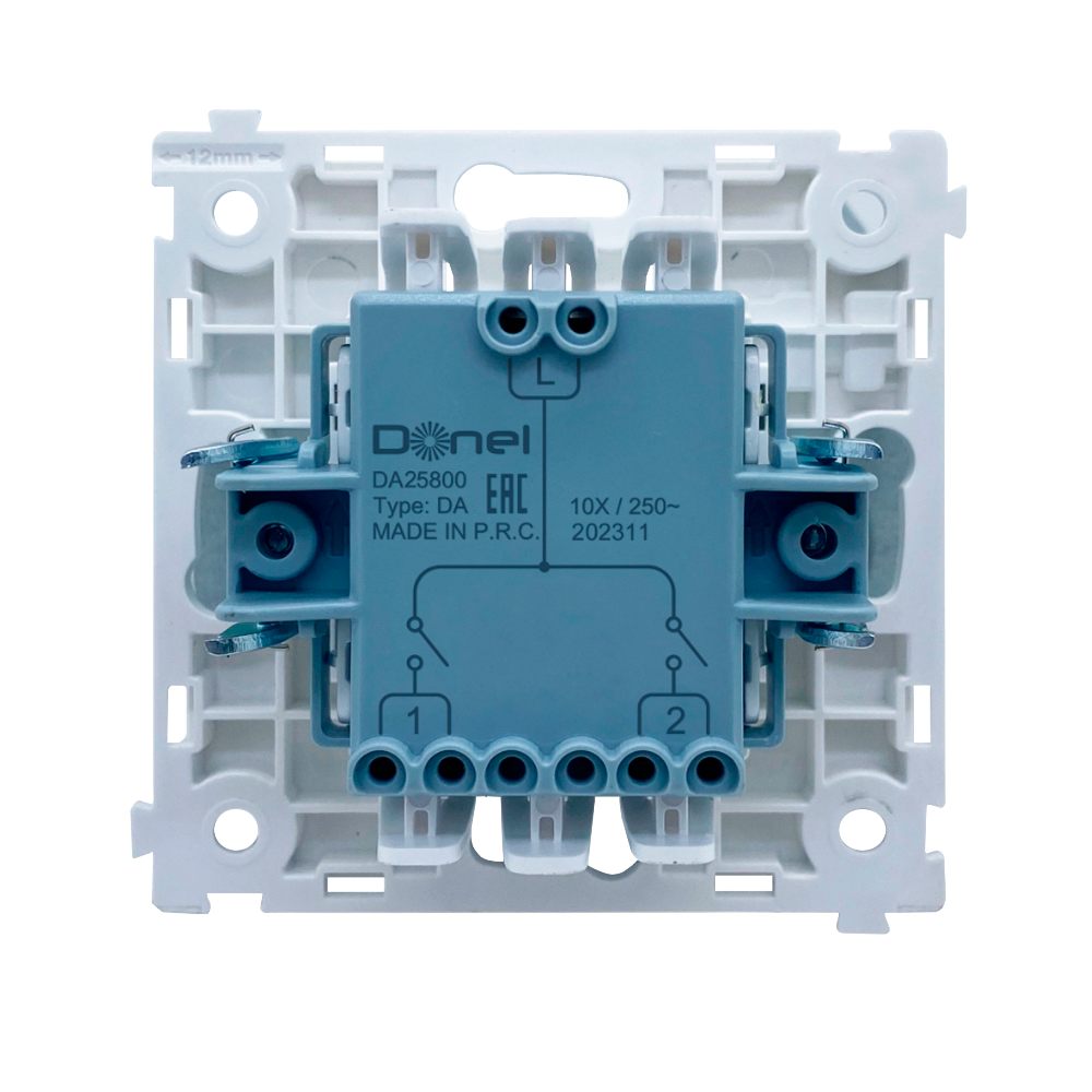 Выключатель двухклавишный встраиваемый Donel R98 с символами DND/MUR Белый глянцевый DA25800-DA88803 — изображение 3