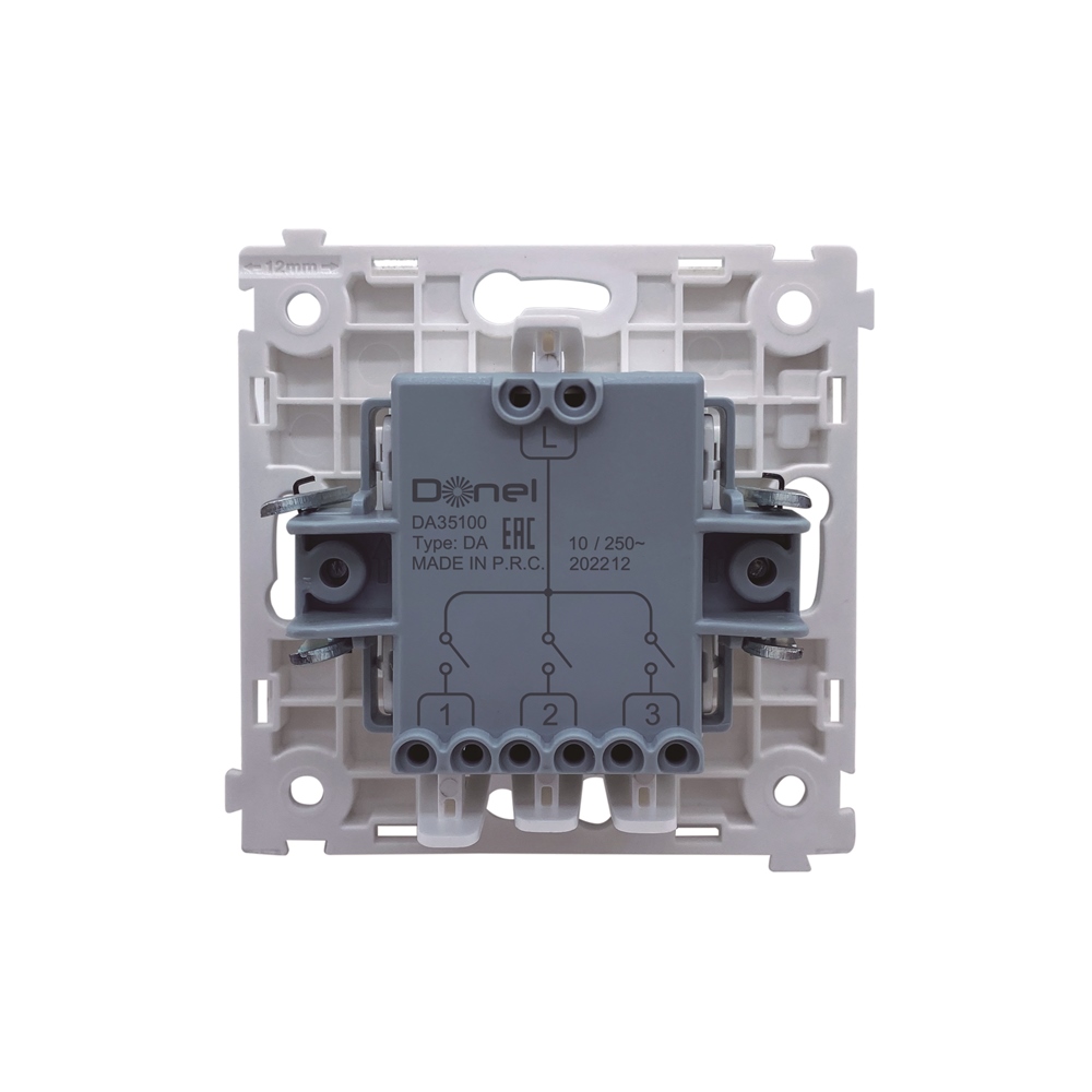 Выключатель трехклавишный встраиваемый Donel R98 звонкового типа Коралл матовый DA35100-DA29345 — изображение 5