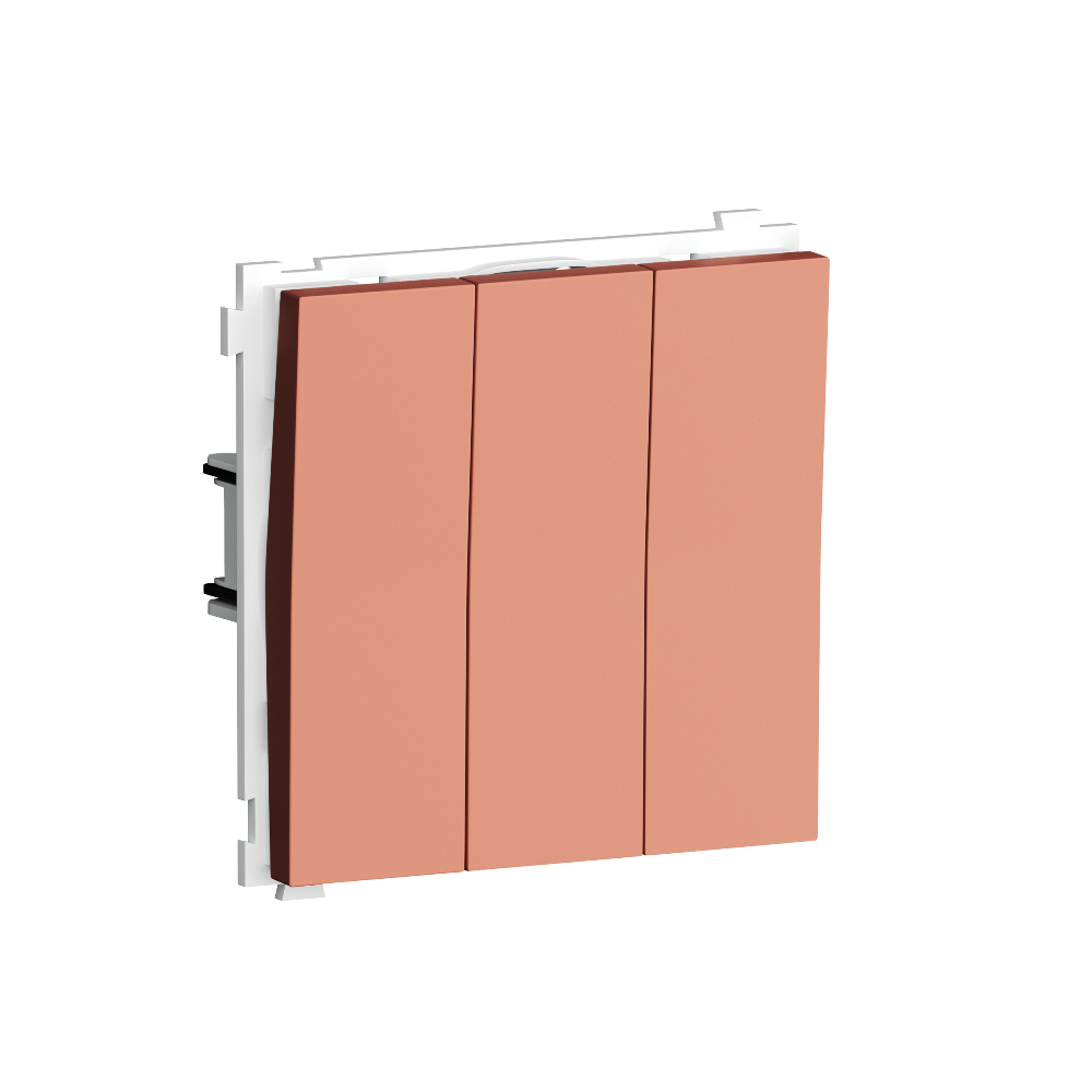 Выключатель трехклавишный встраиваемый Donel R98 звонкового типа Коралл матовый DA35100-DA29345