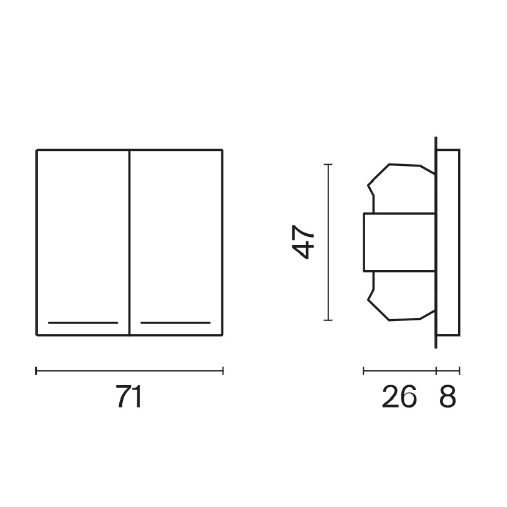Выключатель двухклавишный встраиваемый Voltum S70 с подсветкой Титан VLS020206 — изображение 6