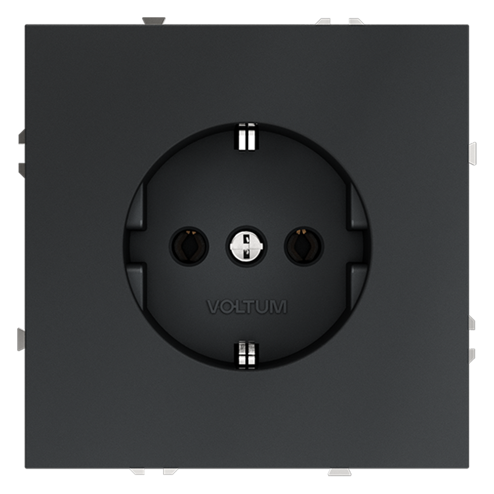 Розетка встраиваемая Voltum S70 с заземлением Soft touch Графит VLS040107