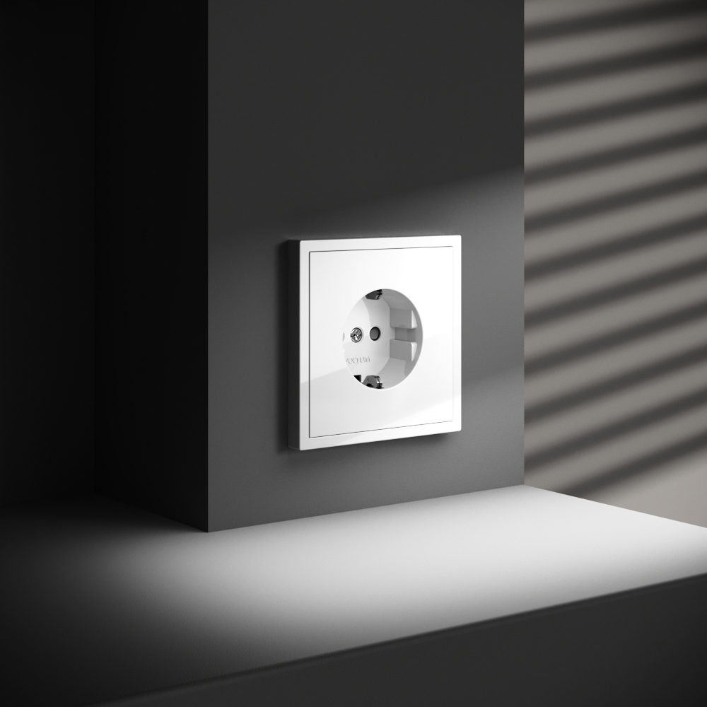Розетка встраиваемая Voltum S70 с заземлением и шторками Белый Глянцевый VLS040201 — изображение 5