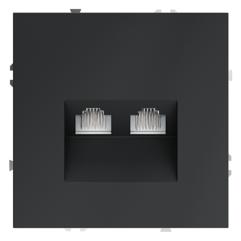 Розетка встраиваемая двойная Ethernet Voltum S70 RJ45+RJ45 Cat.6 Графит VLS060207