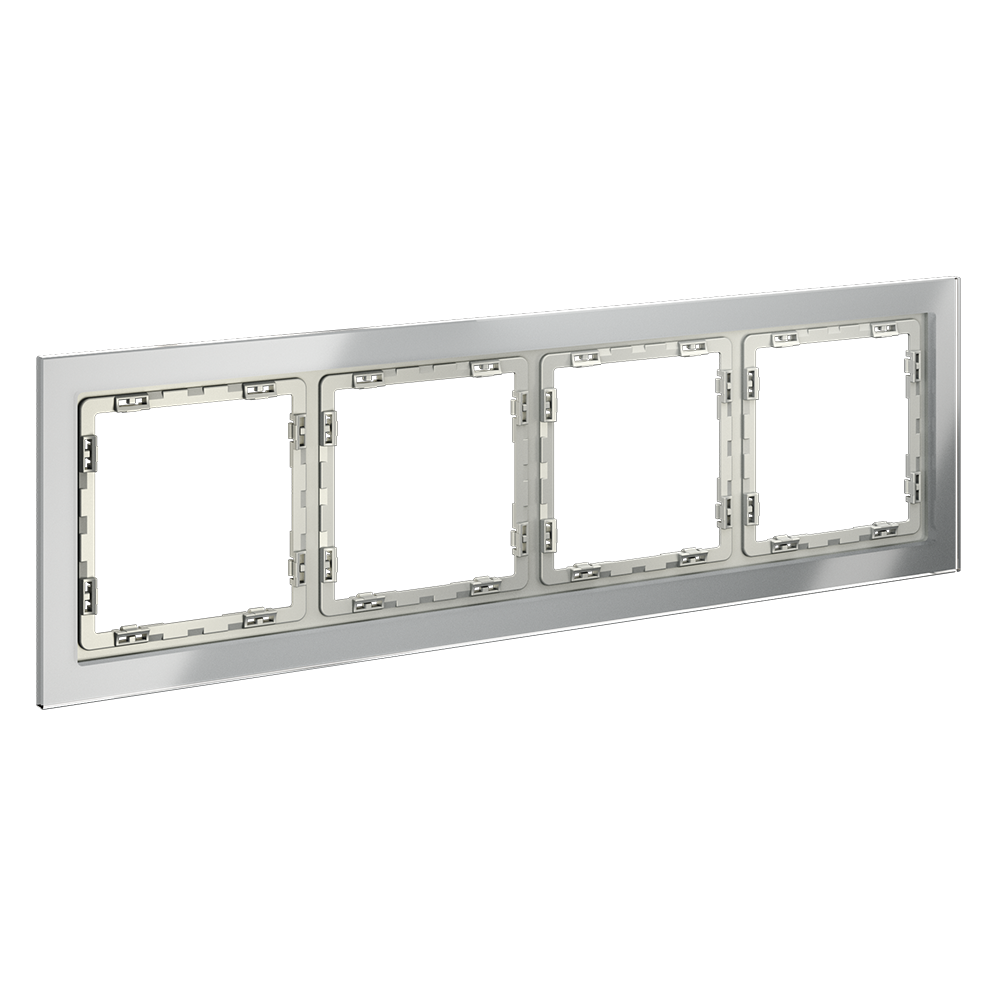 Рамка стеклянная Voltum S70 на 4 поста Сталь глянцевая VLS110405 — изображение 2